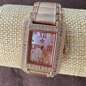 Judith Ripka Diamonique and Stainless Steel Regent Watch Rose Tone - Functional